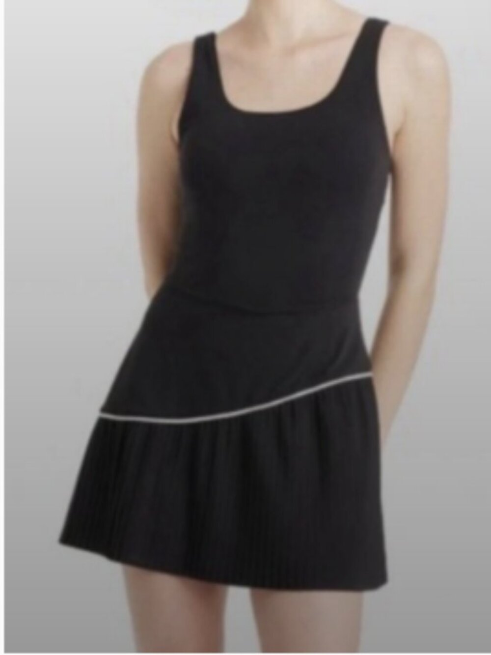 NWT JoyLab Moisture Wicking Pleated Active Dress with Built-in Shorts Black Onyx